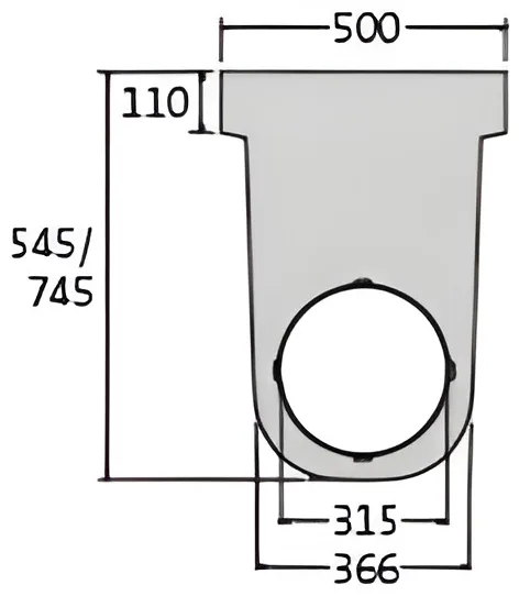Galinė sienelė su išleidimu DN 315